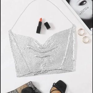 SHEIN plus size sequin halter top